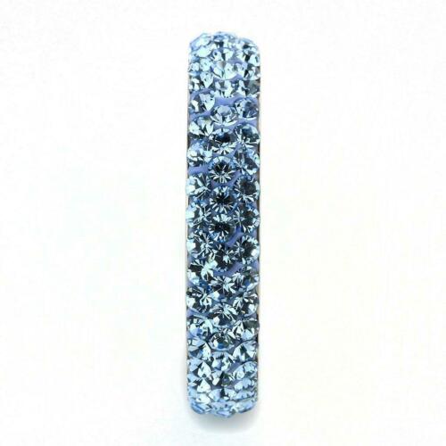 Jewellery Kingdom Full Eternity Cubic Zirconia Stainless Steel Stacking Topaz Band Ring (Blue) - Rings - British D'sire