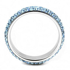 Jewellery Kingdom Full Eternity Cubic Zirconia Stainless Steel Stacking Topaz Band Ring (Blue) - Rings - British D'sire