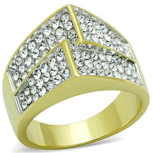 Jewellery Kingdom Gold Cocktail Cubic Zirconia Steel 18kt Pave Ring - Jewelry Rings - British D'sire