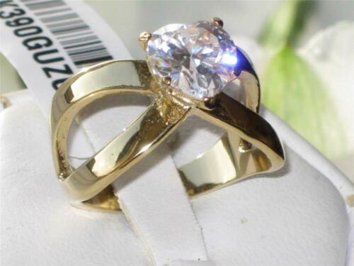 Jewellery Kingdom Gold Heart Ring Cz Solitaire 18kt Steel 2 Carat Ladies Crossover Clear - Jewelry Rings - British D'sire