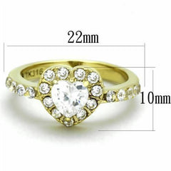 Jewellery Kingdom Gold Heart Ring Ladies 1ct Cz Cubic Zirconia 18kt Steel - Jewelry Rings - British D'sire