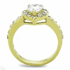 Jewellery Kingdom Gold Heart Ring Ladies 1ct Cz Cubic Zirconia 18kt Steel - Jewelry Rings - British D'sire