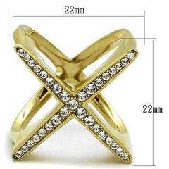 Jewellery Kingdom Gold Ladies Band Princess Cut Cubic Zirconia Cocktail Glamorous Steel Ring - Jewelry Rings - British D'sire