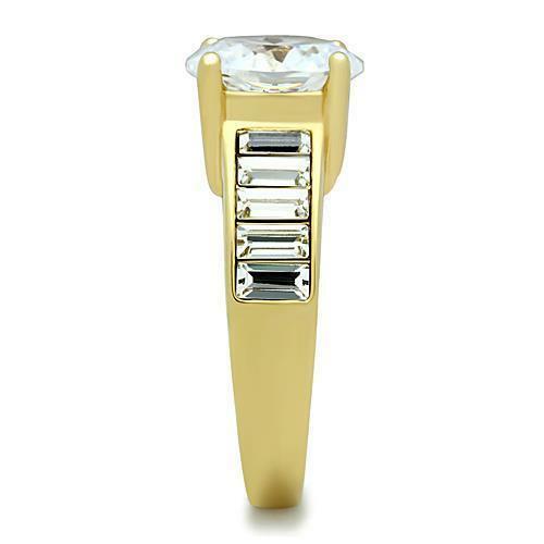 Jewellery Kingdom Gold Oval Ladies Cz Baguettes Engagement 18kt 3 Carat Steel Clear Ring - Jewelry Rings - British D'sire