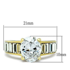 Jewellery Kingdom Gold Oval Ladies Cz Baguettes Engagement 18kt 3 Carat Steel Clear Ring - Jewelry Rings - British D'sire