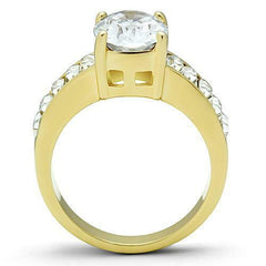 Jewellery Kingdom Gold Oval Ladies Cz Baguettes Engagement 18kt 3 Carat Steel Clear Ring - Jewelry Rings - British D'sire