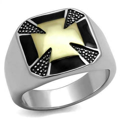 Jewellery Kingdom Gold Pinky Signet Black Epoxy Silver Stainless Steel Mens Cross Ring - Jewelry Rings - British D'sire