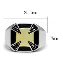 Jewellery Kingdom Gold Pinky Signet Black Epoxy Silver Stainless Steel Mens Cross Ring - Jewelry Rings - British D'sire