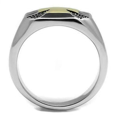 Jewellery Kingdom Gold Pinky Signet Black Epoxy Silver Stainless Steel Mens Cross Ring - Jewelry Rings - British D'sire