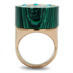 Jewellery Kingdom Green Rose Gold Steel Cocktail Unique Aquamarine Ladies Malachite Ring - Jewelry Rings - British D'sire