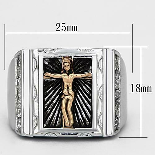 Jewellery Kingdom Jesus Signet Mens Religious Stainless Steel Cubic Zirconia Ring (Rose Gold) - Jewelry Rings - British D'sire