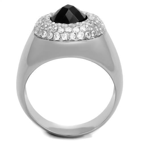 Jewellery Kingdom Jet Cubic Zirconia Signet Pinky 3CT Stainless Steel Silver Mens Black Ring - Jewelry Rings - British D'sire