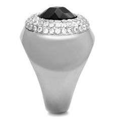 Jewellery Kingdom Jet Cubic Zirconia Signet Pinky 3CT Stainless Steel Silver Mens Black Ring - Jewelry Rings - British D'sire