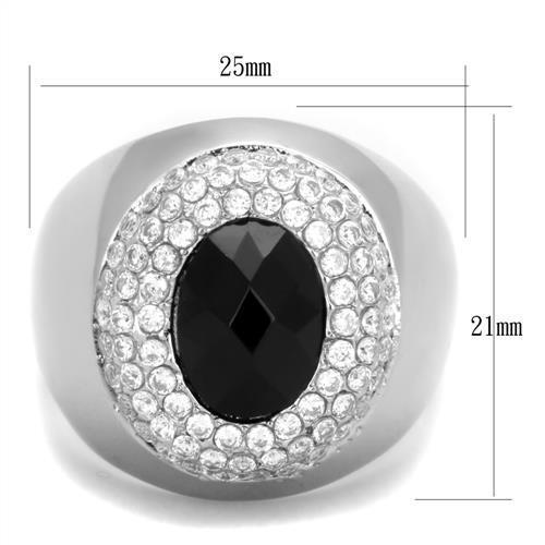 Jewellery Kingdom Jet Cubic Zirconia Signet Pinky 3CT Stainless Steel Silver Mens Black Ring - Jewelry Rings - British D'sire