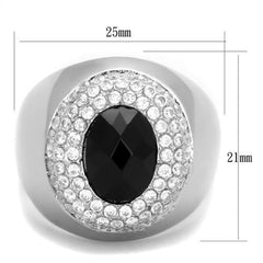 Jewellery Kingdom Jet Cubic Zirconia Signet Pinky 3CT Stainless Steel Silver Mens Black Ring - Jewelry Rings - British D'sire