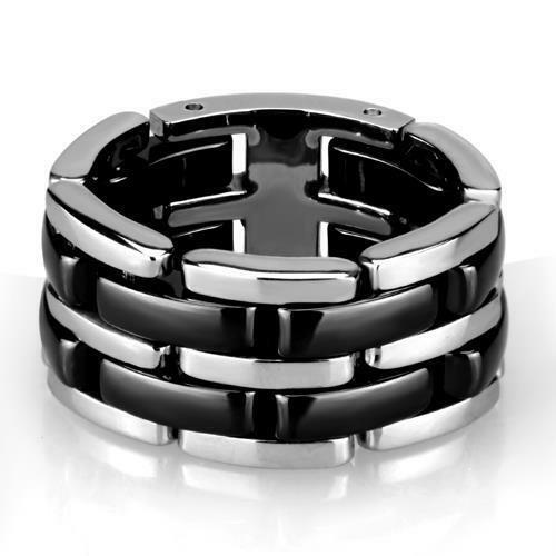 Jewellery Kingdom Ladies 10mm Ceramic Stainless Steel No Stone Flexible Movement Ring (Black) - Jewelry Rings - British D'sire