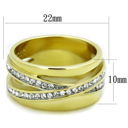 Jewellery Kingdom Ladies 10mm Crossover Steel Band All Sizes Comfort Ring (Gold) - Jewelry Rings - British D'sire