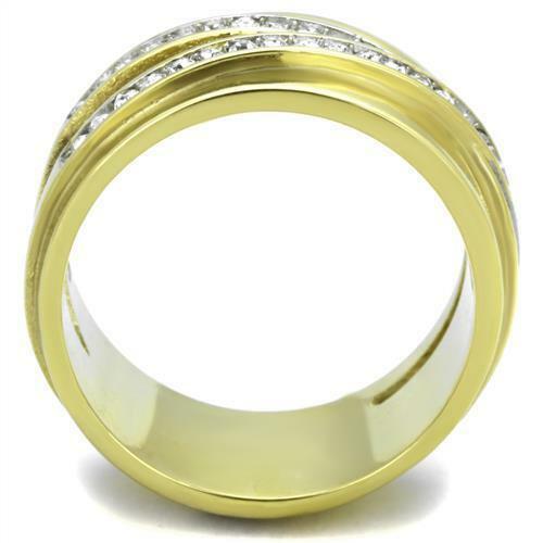 Jewellery Kingdom Ladies 10mm Crossover Steel Band All Sizes Comfort Ring (Gold) - Jewelry Rings - British D'sire