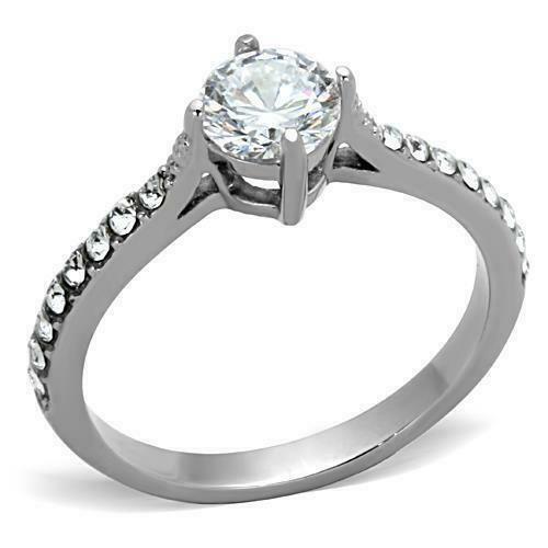 Jewellery Kingdom Ladies 1.50 Carat Cubic Zirconia Stainless Steel Silver Accents Ring - Jewelry Rings - British D'sire