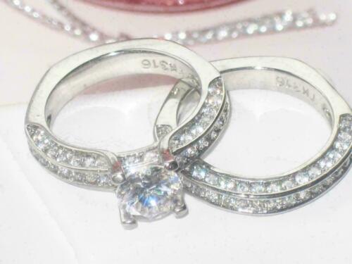 Jewellery Kingdom Ladies 1.55 Carat Cz Free Band Wedding Engagement Ring Set (Silver) - Jewelry Rings - British D'sire