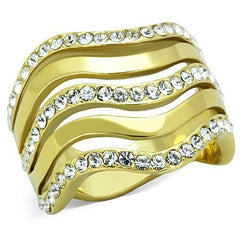 Jewellery Kingdom Ladies 18mm 18kt Steel Cz Chunky Classy Cocktail Band Ring (Gold) - Jewelry Rings - British D'sire