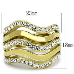 Jewellery Kingdom Ladies 18mm 18kt Steel Cz Chunky Classy Cocktail Band Ring (Gold) - Jewelry Rings - British D'sire