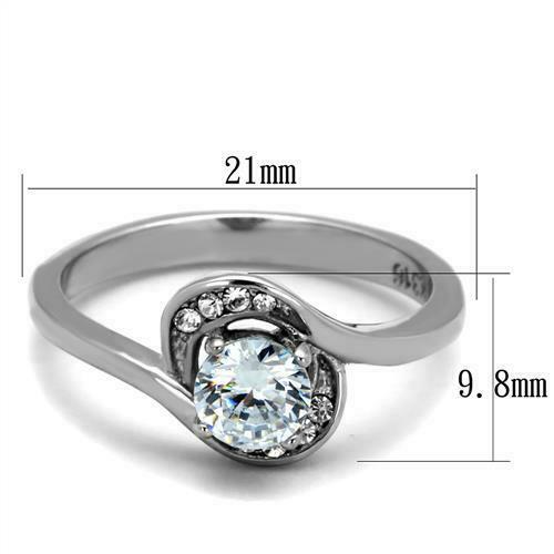 Jewellery Kingdom Ladies 1ct Cubic Zirconia Stainless Steel Engagement Ring (Silver) - Jewelry Rings - British D'sire