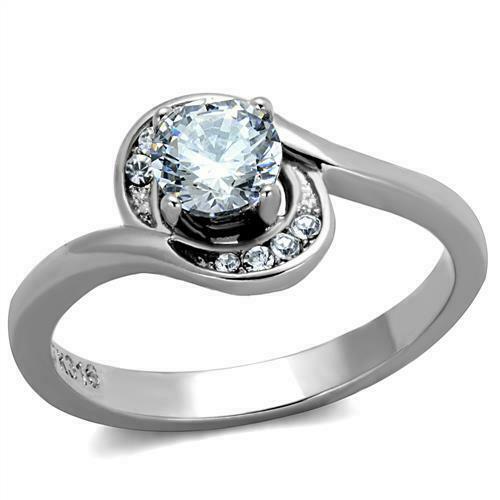 Jewellery Kingdom Ladies 1ct Cubic Zirconia Stainless Steel Engagement Ring (Silver) - Jewelry Rings - British D'sire