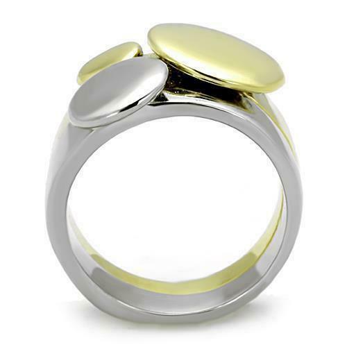 Jewellery Kingdom Ladies 2 Bands N Stone 18kt Stainless Steel Ring Set (Gold) - Jewelry Rings - British D'sire