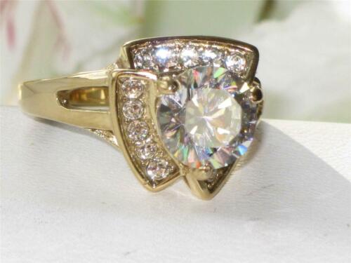 Jewellery Kingdom Ladies 2 Carat Cz Steel Solitaire Accents Raised Gold Ring - Jewelry Rings - British D'sire