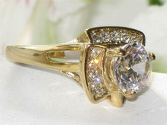 Jewellery Kingdom Ladies 2 Carat Cz Steel Solitaire Accents Raised Gold Ring - Jewelry Rings - British D'sire