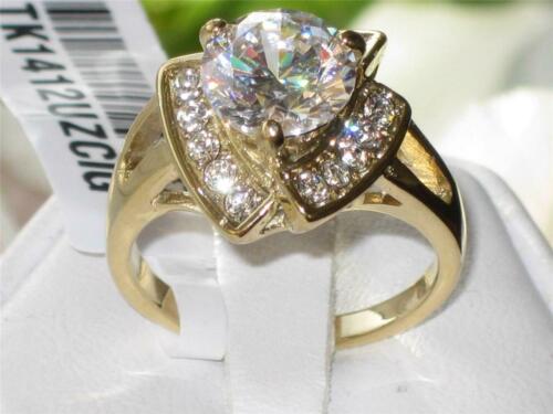 Jewellery Kingdom Ladies 2 Carat Cz Steel Solitaire Accents Raised Gold Ring - Jewelry Rings - British D'sire