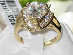 Jewellery Kingdom Ladies 2 Carat Cz Steel Solitaire Accents Raised Gold Ring - Jewelry Rings - British D'sire