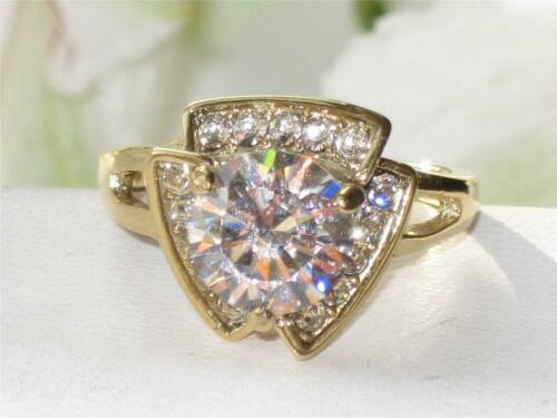 Jewellery Kingdom Ladies 2 Carat Cz Steel Solitaire Accents Raised Gold Ring - Jewelry Rings - British D'sire