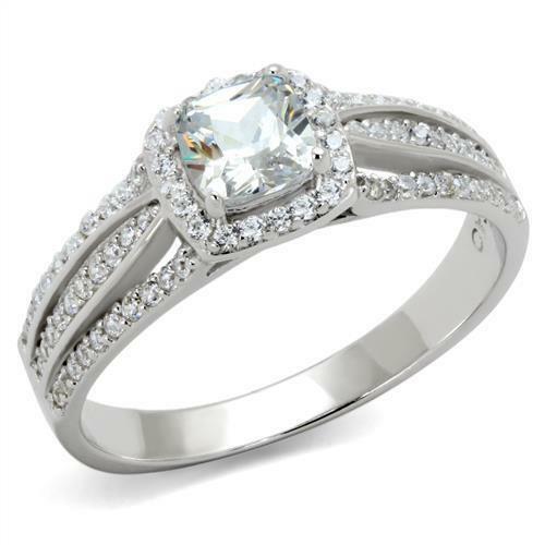 Jewellery Kingdom Ladies 2 Carat Sterling Silver Princess Cut Stamped Cubic Zirconia Ring - Jewelry Rings - British D'sire