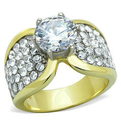 Jewellery Kingdom Ladies 2.50 Carat Solitaire Accents Cz Comfort Steel Pave Gold Ring - Jewelry Rings - British D'sire