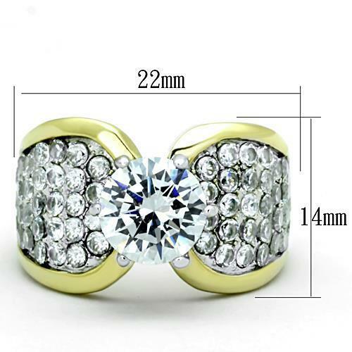 Jewellery Kingdom Ladies 2.50 Carat Solitaire Accents Cz Comfort Steel Pave Gold Ring - Jewelry Rings - British D'sire