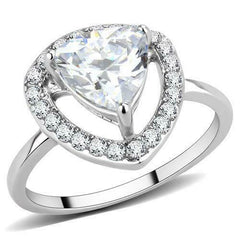 Jewellery Kingdom Ladies 3 Carat Trillion Dress Cz Stainless Steel Ring (Silver) - Jewelry Rings - British D'sire