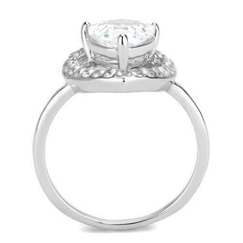 Jewellery Kingdom Ladies 3 Carat Trillion Dress Cz Stainless Steel Ring (Silver) - Jewelry Rings - British D'sire