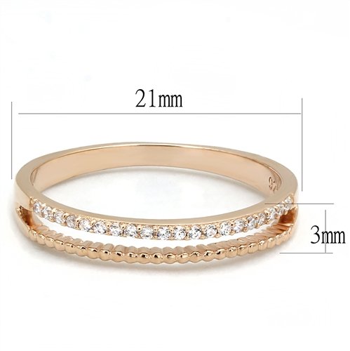 Jewellery Kingdom Ladies 3mm Cubic Zirconia Sterling Silver Elegant Rose Gold Band Ring - Jewelry Rings - British D'sire