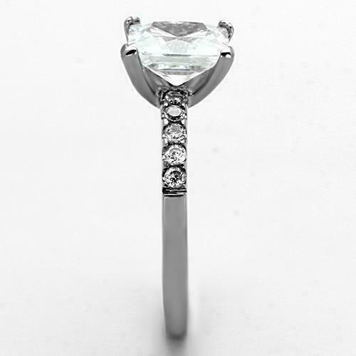 Jewellery Kingdom Ladies 4 Carat Princess Square Stainless Steel Cubic Zirconia Engagement Ring - Jewelry Rings - British D'sire