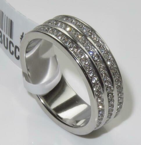 Jewellery Kingdom Ladies 7mm Band Full Eternity Triple Row Stainless Steel Ring (Silver) - Jewelry Rings - British D'sire