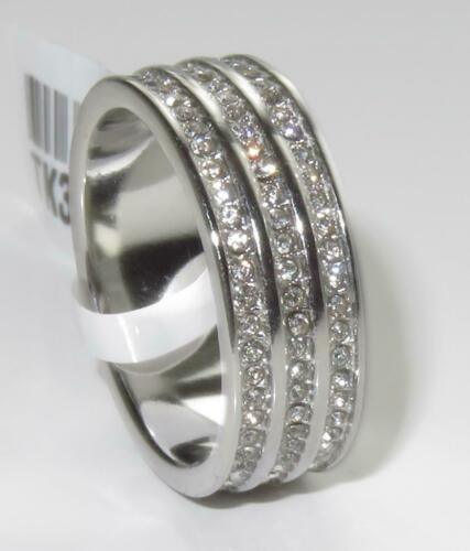 Jewellery Kingdom Ladies 7mm Band Full Eternity Triple Row Stainless Steel Ring (Silver) - Jewelry Rings - British D'sire