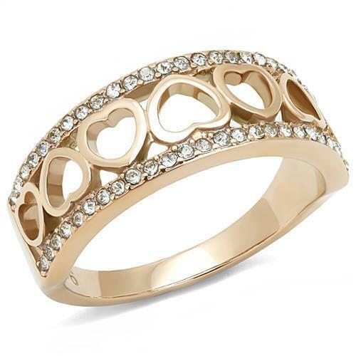 Jewellery Kingdom Ladies 8mm Heart Cubic Zirconia Steel Flat Comfort Ring (Gold) - Jewelry Rings - British D'sire