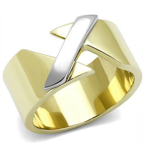 Jewellery Kingdom Ladies 9mm Band No Stone Stainless Steel 18kt Contemporary Ring (Gold) - Jewelry Rings - British D'sire