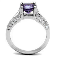 Jewellery Kingdom Ladies Amethyst Cubic Zirconia Solitaire Accents Silver Rhodium 250 Carat Ring (Purple) - Jewelry Rings - British D'sire