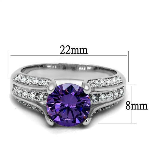 Jewellery Kingdom Ladies Amethyst Cubic Zirconia Solitaire Accents Silver Rhodium 250 Carat Ring (Purple) - Jewelry Rings - British D'sire