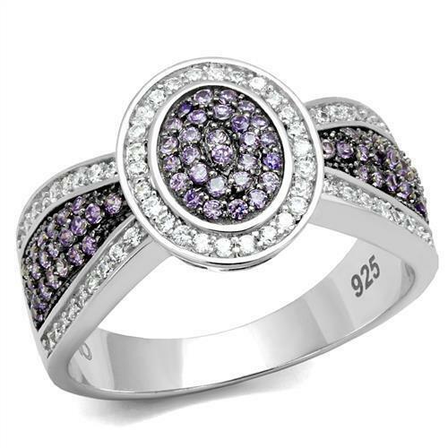 Jewellery Kingdom Ladies Amethyst Sterling Silver 925 Pave Dress Stamped Handmade Ring Purple s - Jewelry Rings - British D'sire