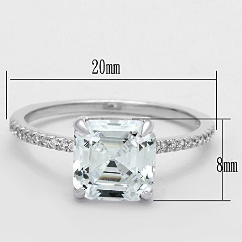 Jewellery Kingdom Ladies Asscher Cut Solitaire Accents 3CT Engagement Ring (Sterling Silver) - Jewelry Rings - British D'sire