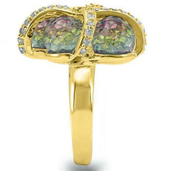 Jewellery Kingdom Ladies Aurora Borealis Statement Cocktail Ring (Gold) - Rings - British D'sire